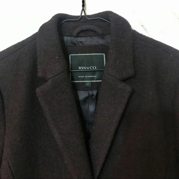 RW & Co Wool  Pea Coat Dark Purple Size Small - Picture 4 of 4